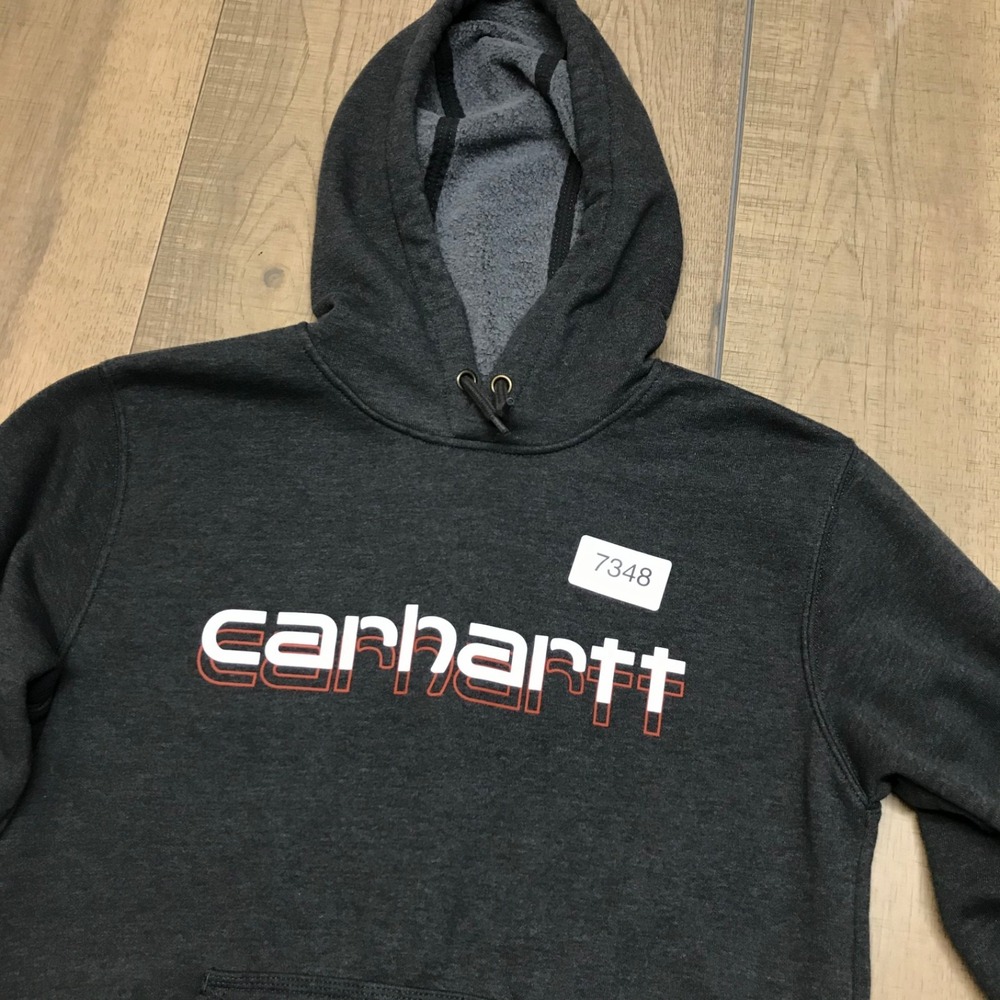 Carhartt Hoodie Sweatshirt Mens Size S Gray Rain Defender Loose Fit Logo Graphic - Picture 10 of 10